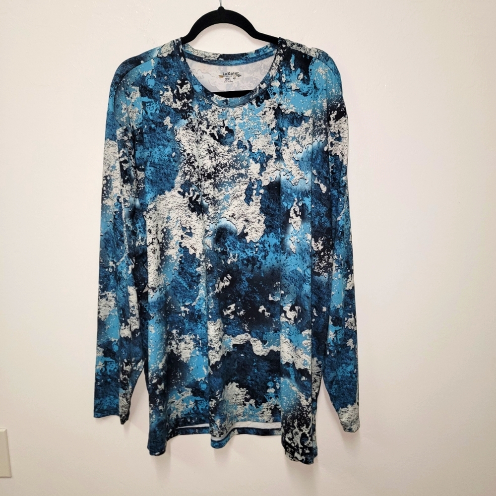 #253 Lakota men's blue camouflage long sleeve shirt size 3XL